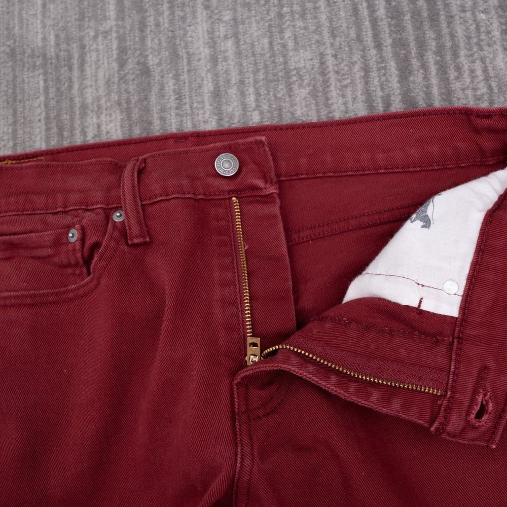 Levi's 511 Slim Fit Pants Mens 34x32 Burgundy Red Excellent Stretch Denim - Picture 8 of 11